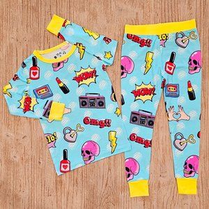 90s Retro Kids Bamboo 2pc Pajama Set | Comics | Pop Art | Childrens Pj